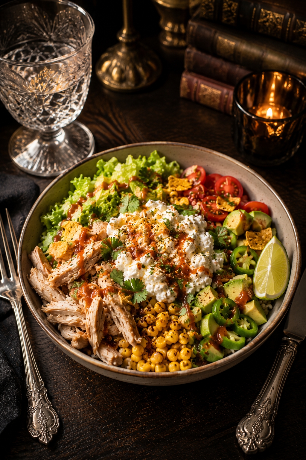 10-Minute Summer Corn Chicken Cottage Cheese Taco Bowl