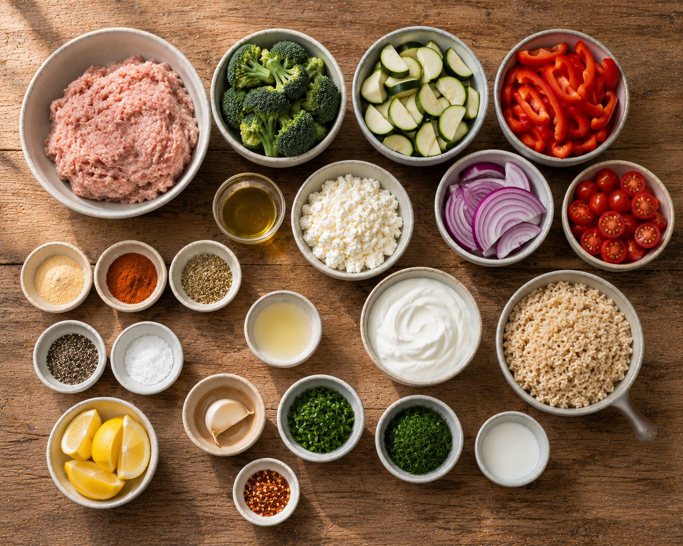 18-Minute Roasted Veggie Turkey Feta Protein Bowl