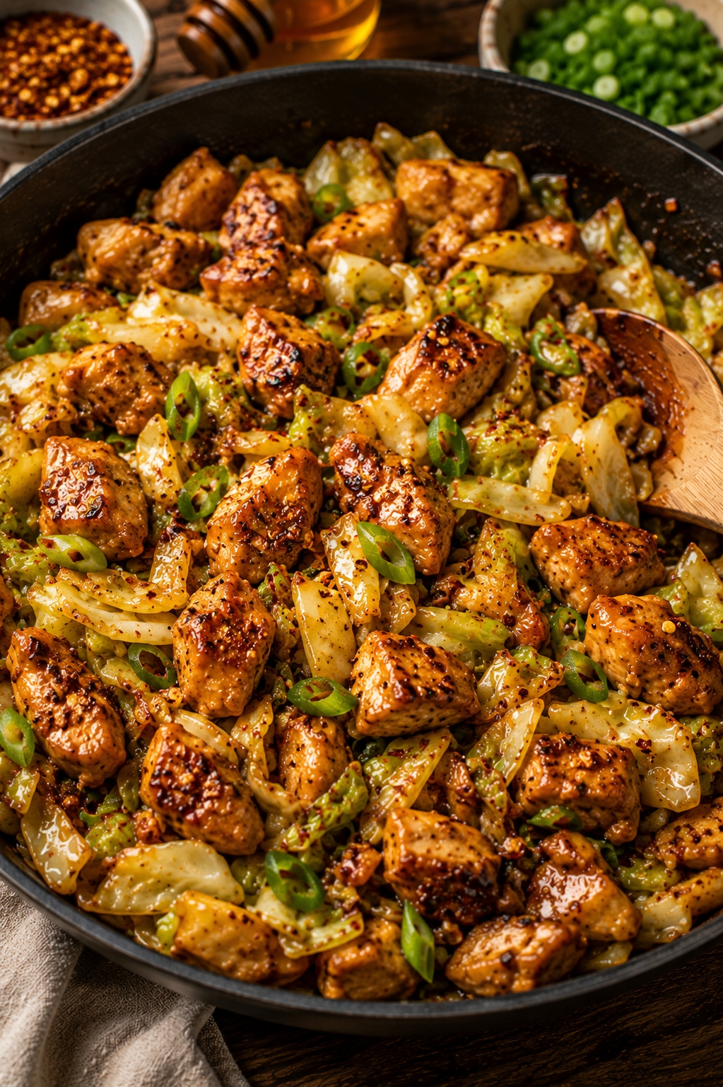 20-Minute Hot Honey Cabbage Chicken Skillet