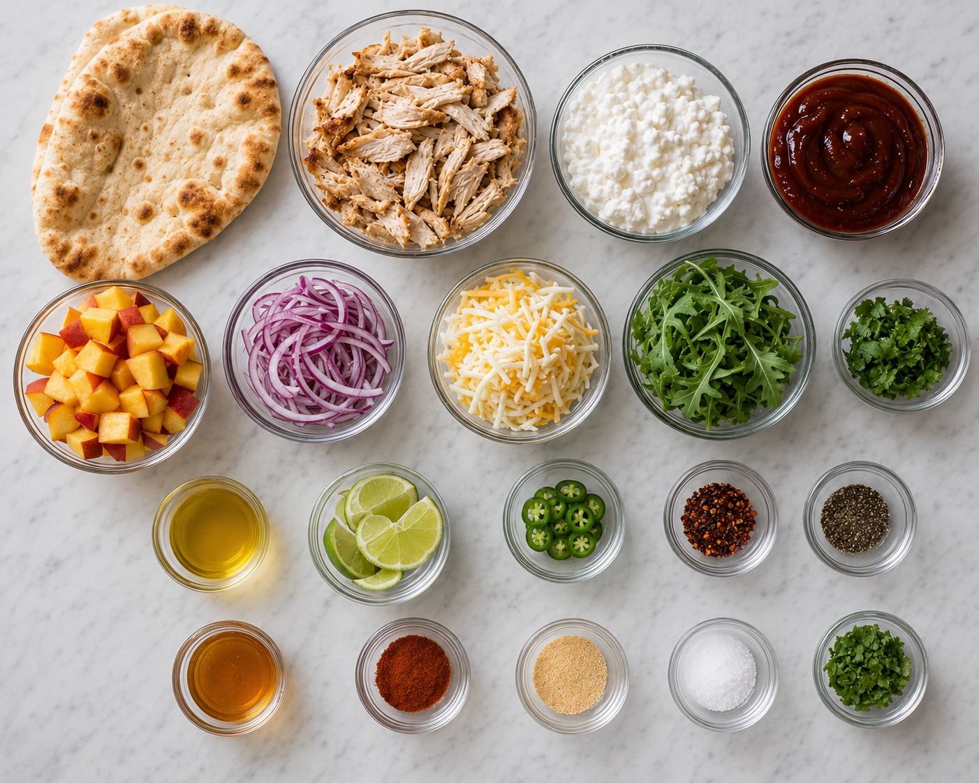 20-Minute Peach BBQ Chicken Cottage Cheese Flatbread