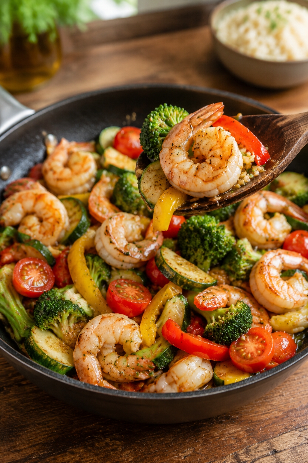 25g Protein One-Pan Garlic Shrimp & Veggies in 15 Minutes (No Cleanup)