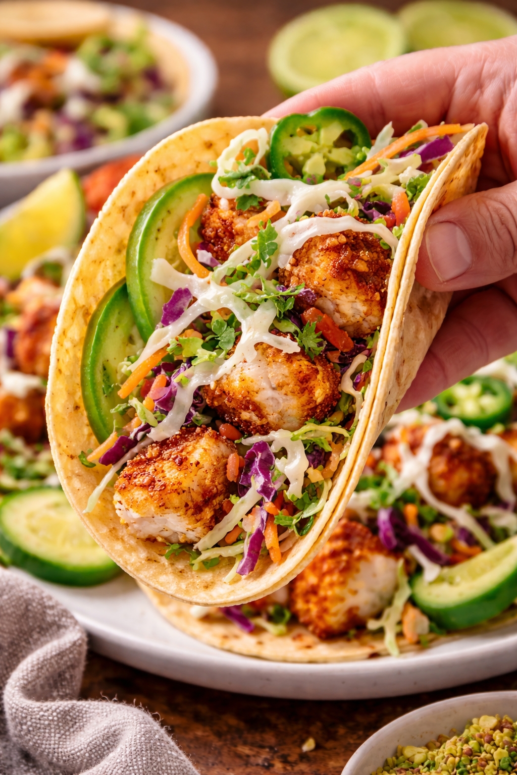 Air Fryer Fish Tacos with Cilantro Lime Slaw