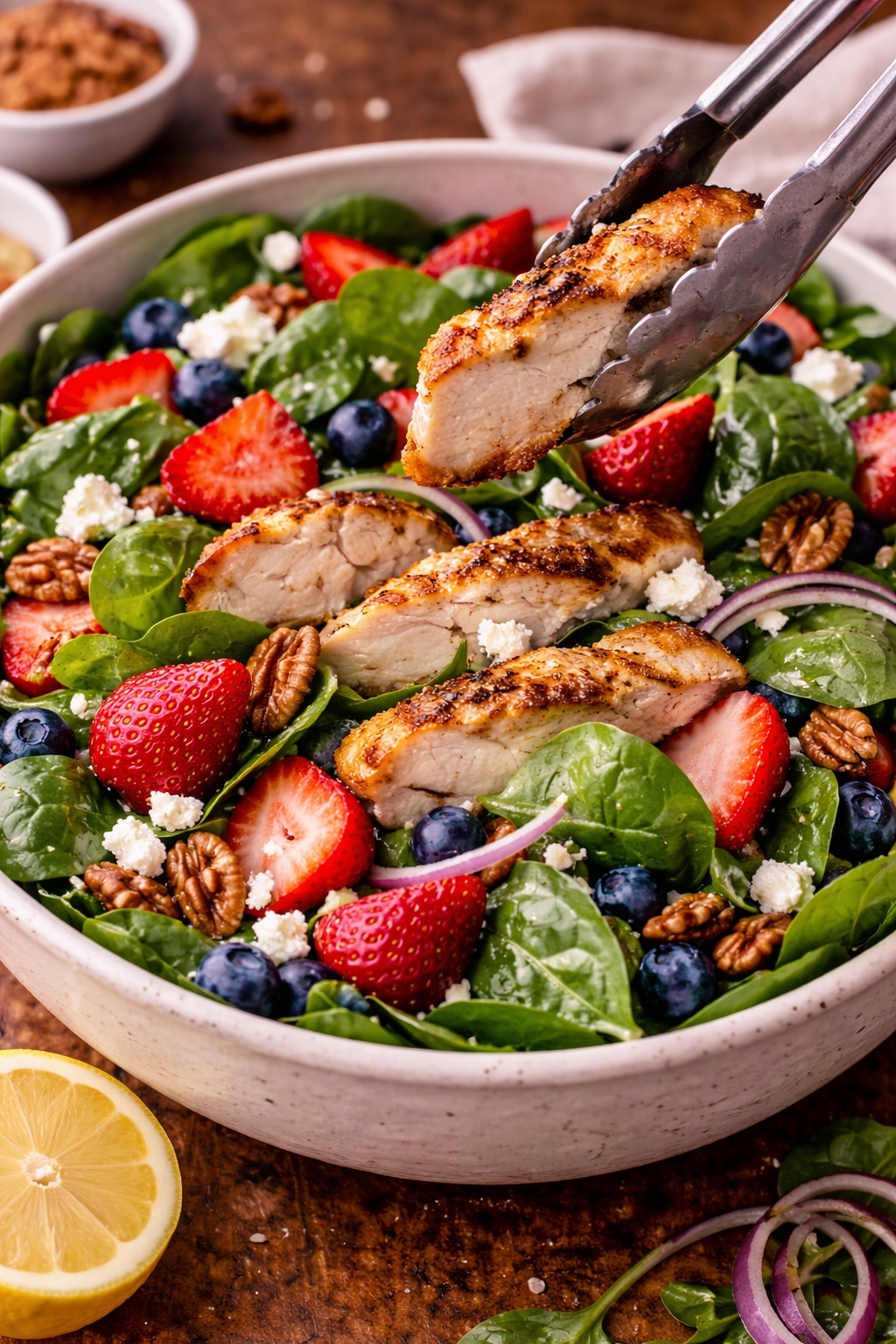 Berry Chicken Spinach Salad