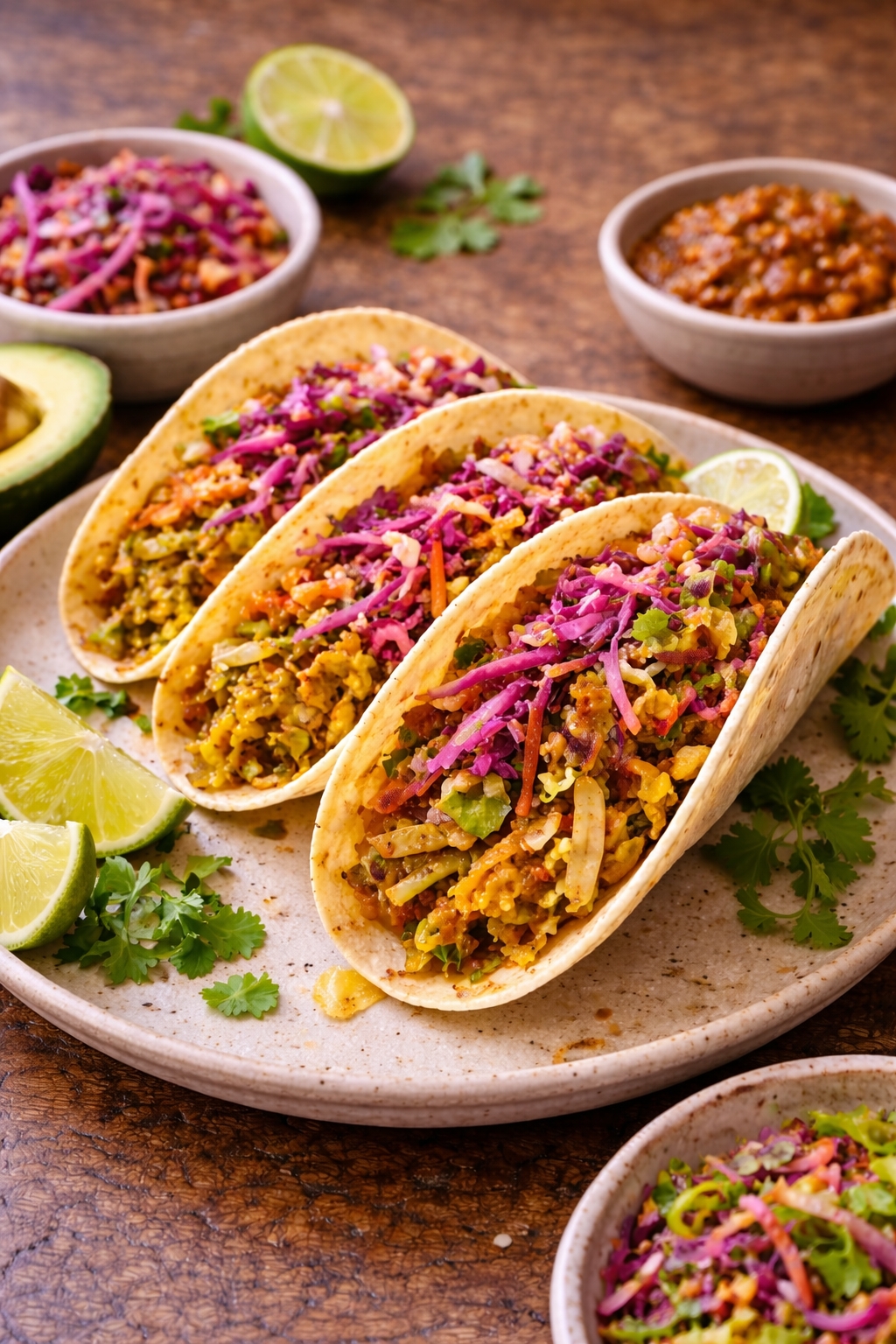 Cabbage Stuffed Tacos with Tangy Slaw