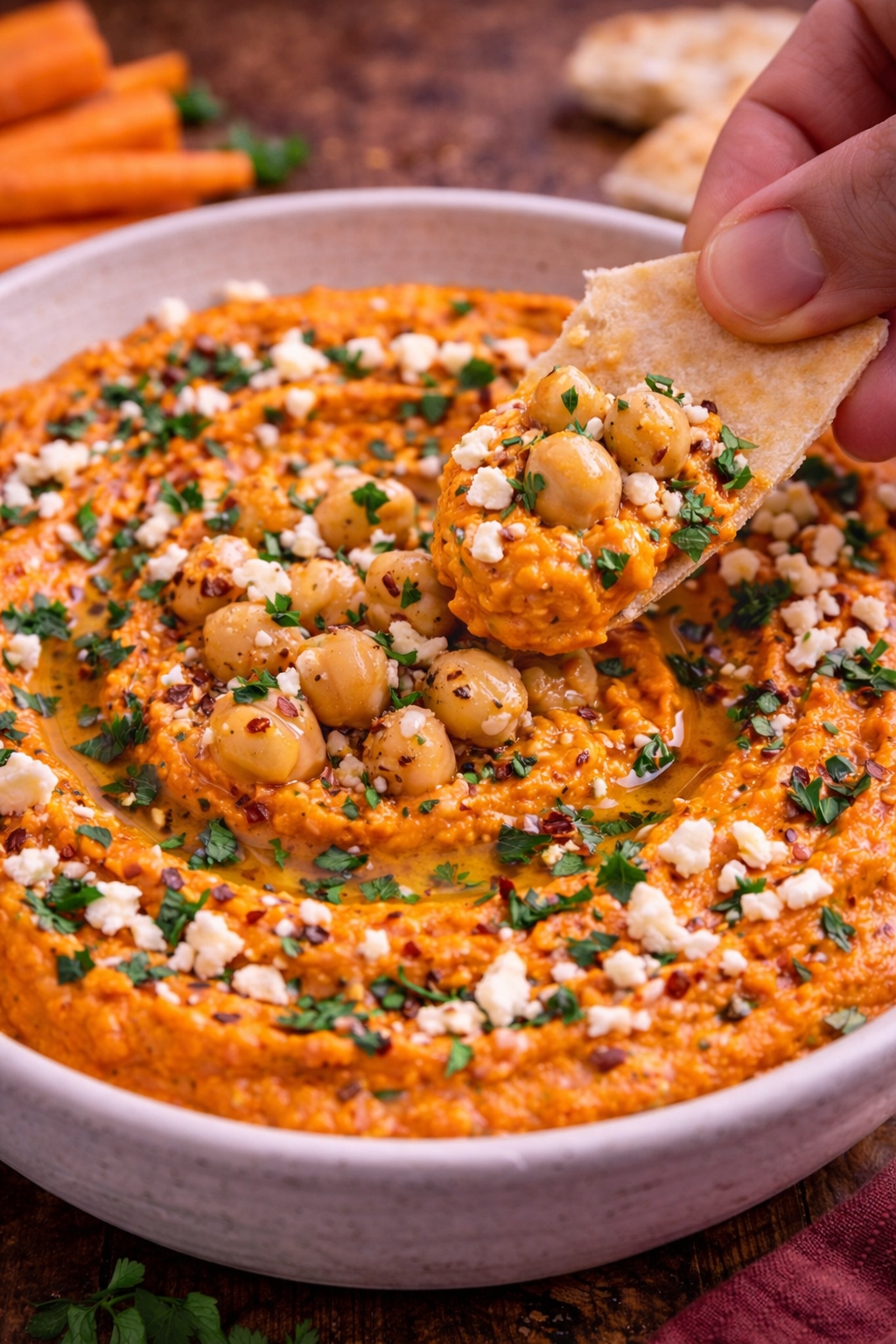 Carrot Harissa Hummus