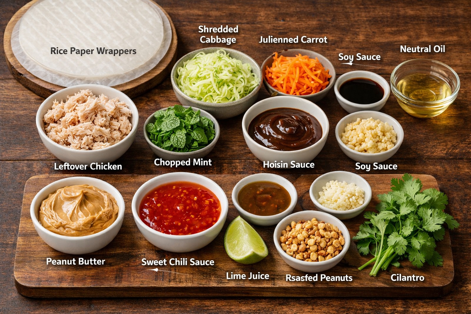 Crispy Air Fryer Rice Paper Spring Rolls with Leftover Chicken