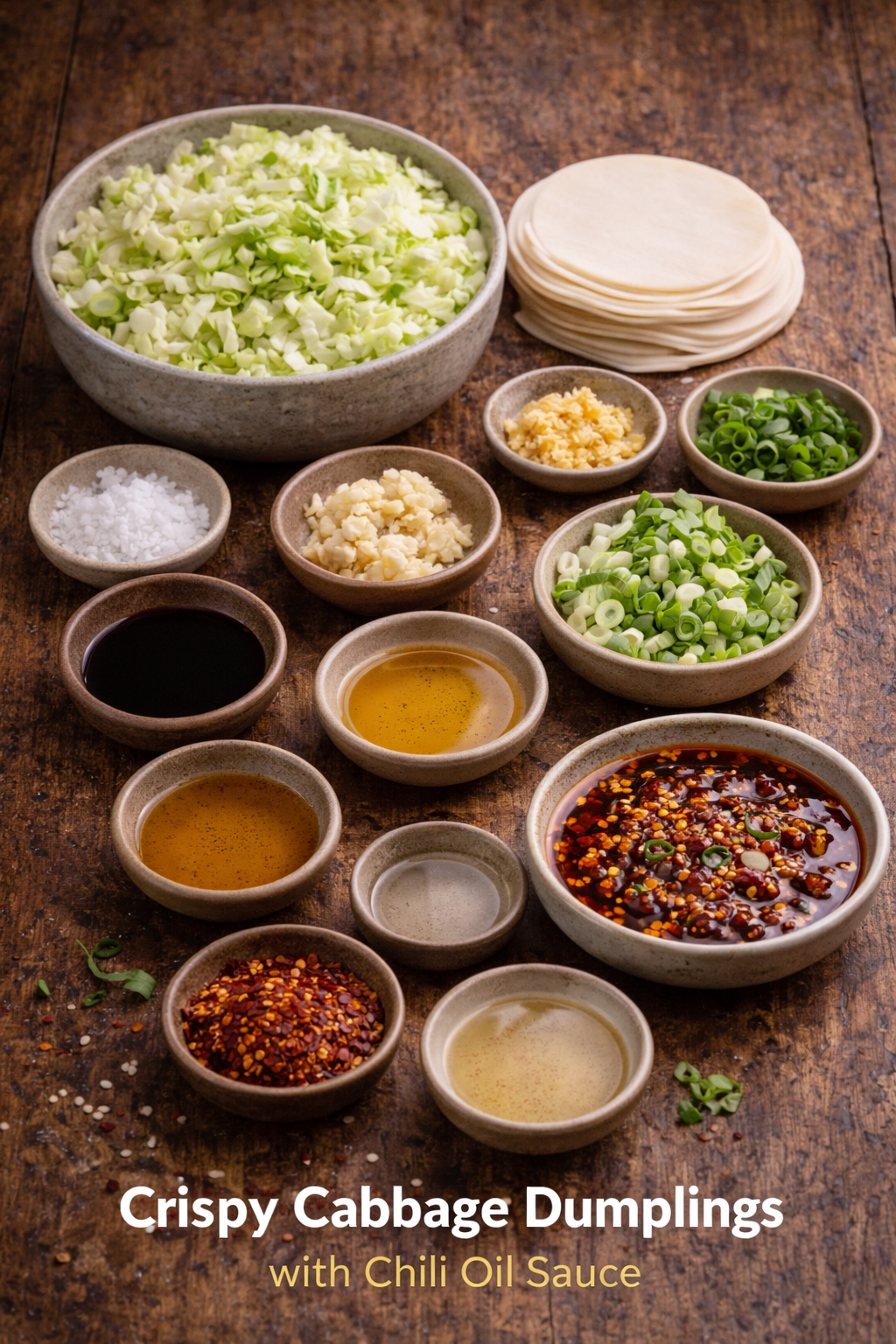 Crispy Cabbage Dumplings with Chili Oil Sauce