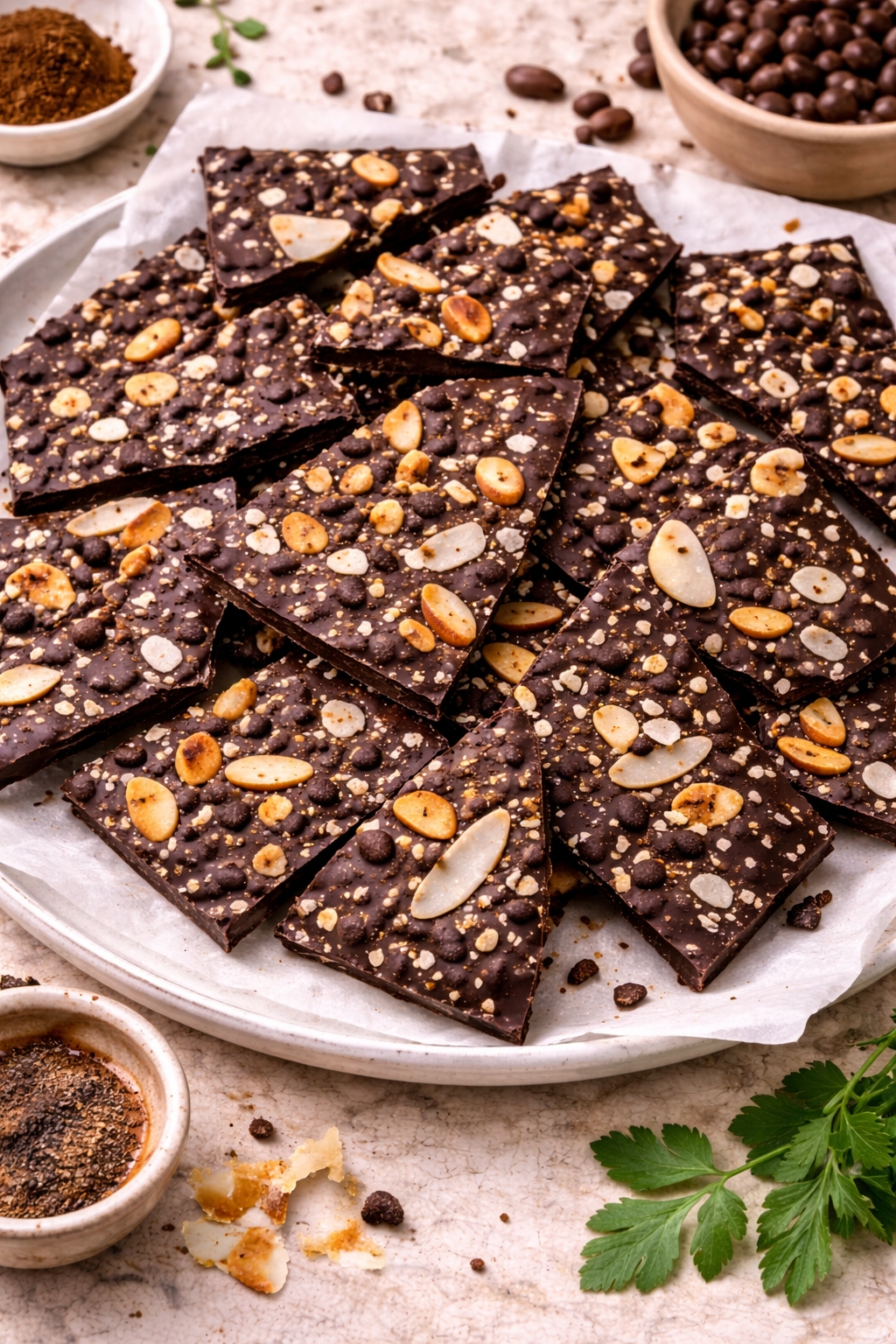 Dark Chocolate Espresso Bark with Sea Salt