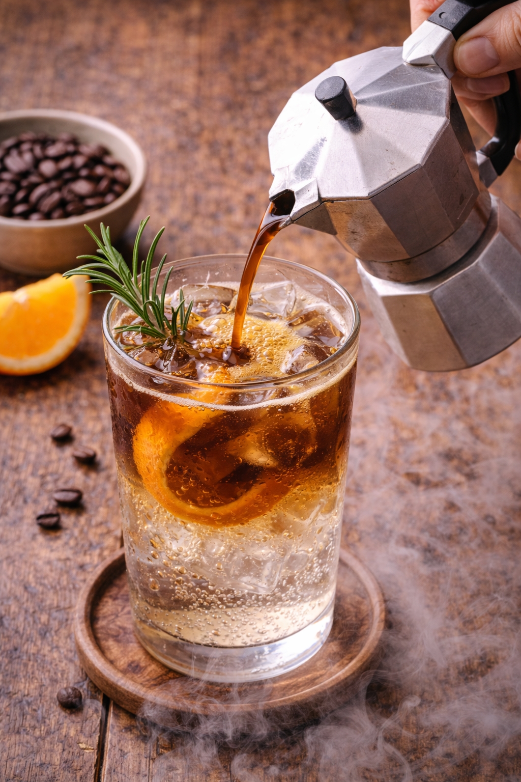 Espresso Tonic with Orange Peel