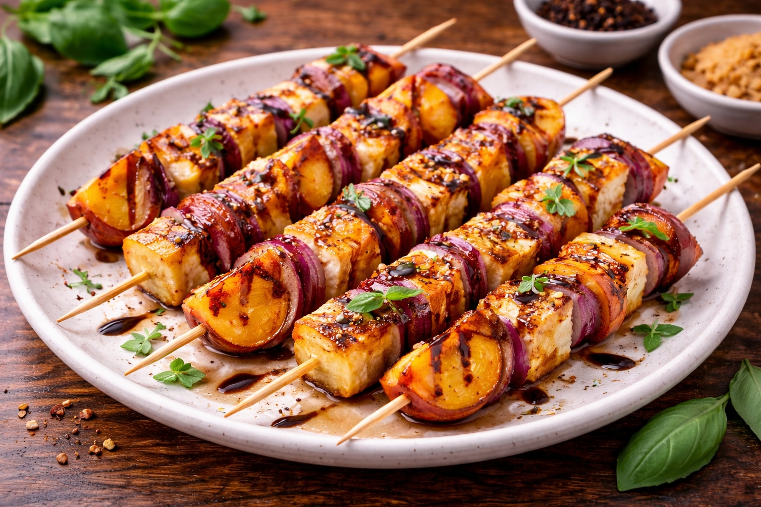 Grilled Halloumi Peach Skewers