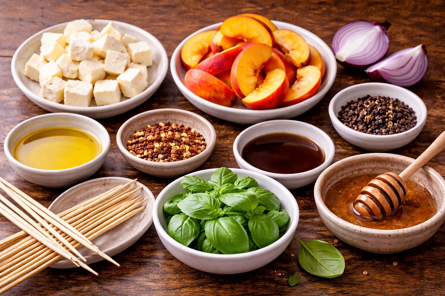 Grilled Halloumi Peach Skewers