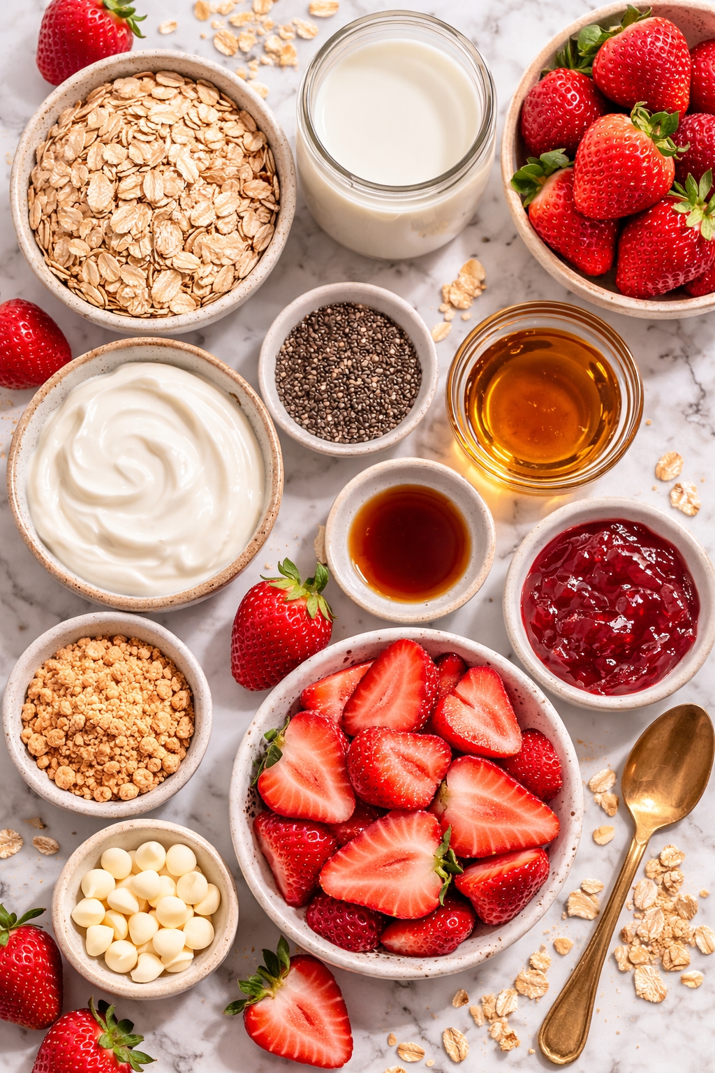 High-Protein Strawberry Cheesecake Overnight Oats