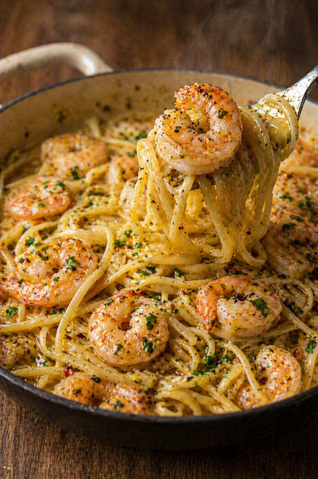 Lazy One-Pot Garlic Butter Shrimp Pasta