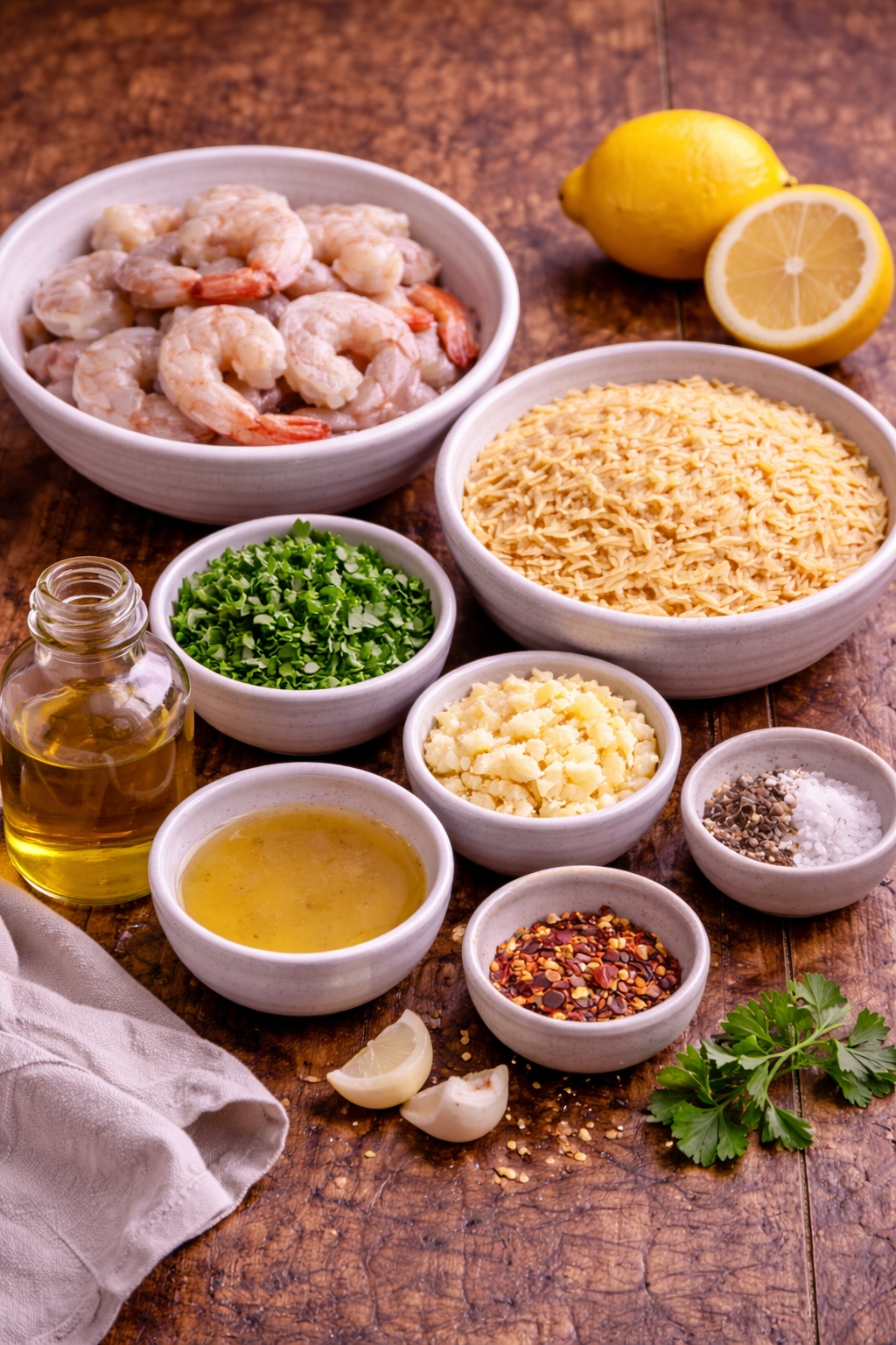 Lemon Garlic Shrimp Orzo