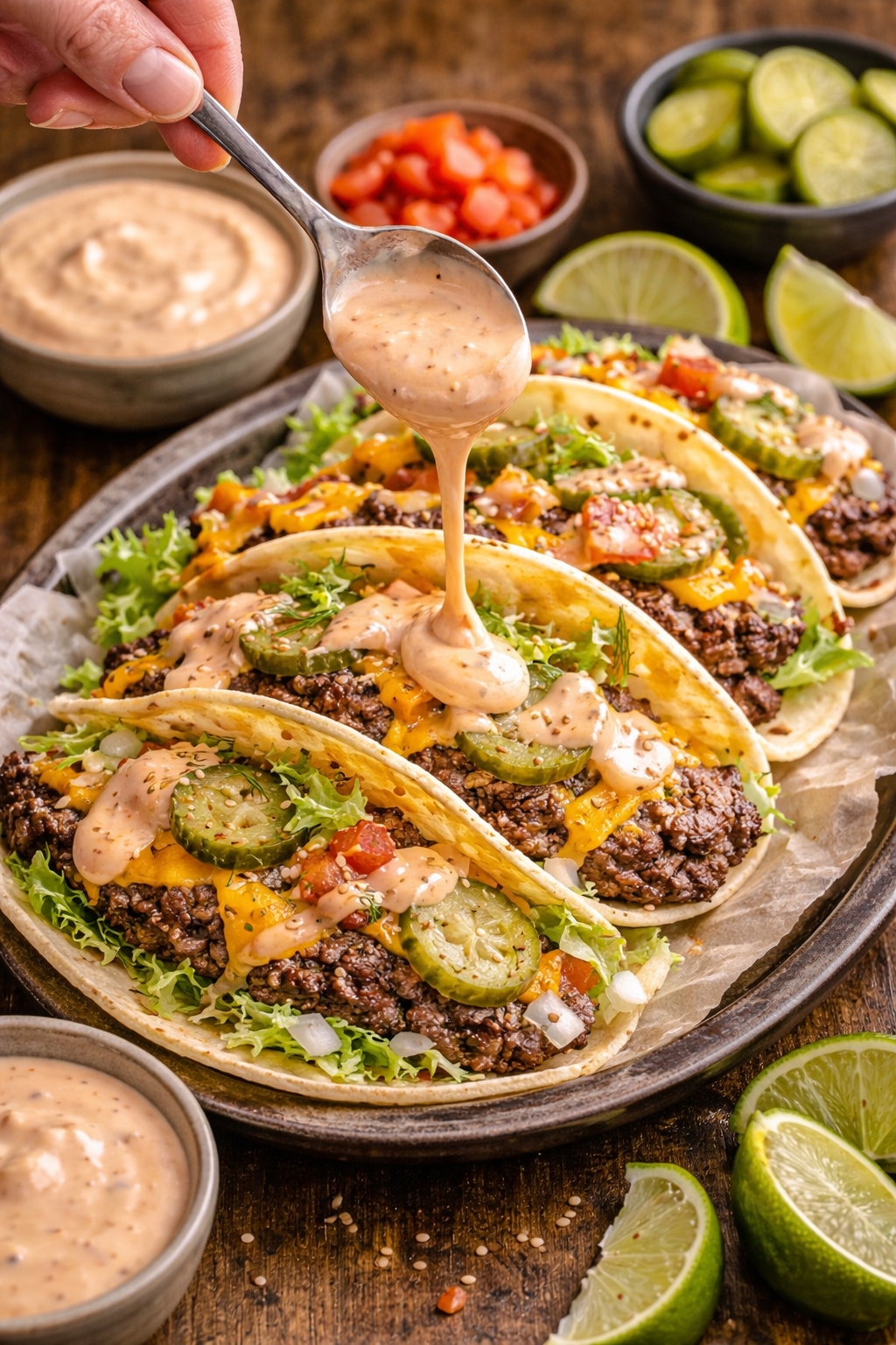 Loaded Smash Burger Tacos with Special Sauce (Street Food Style Dinner)