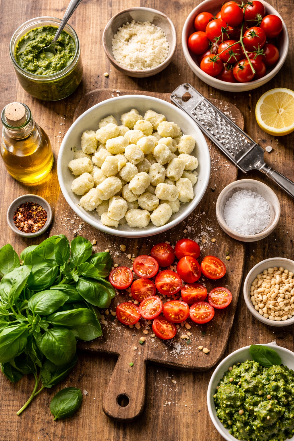 Pesto Gnocchi with Cherry Tomatoes