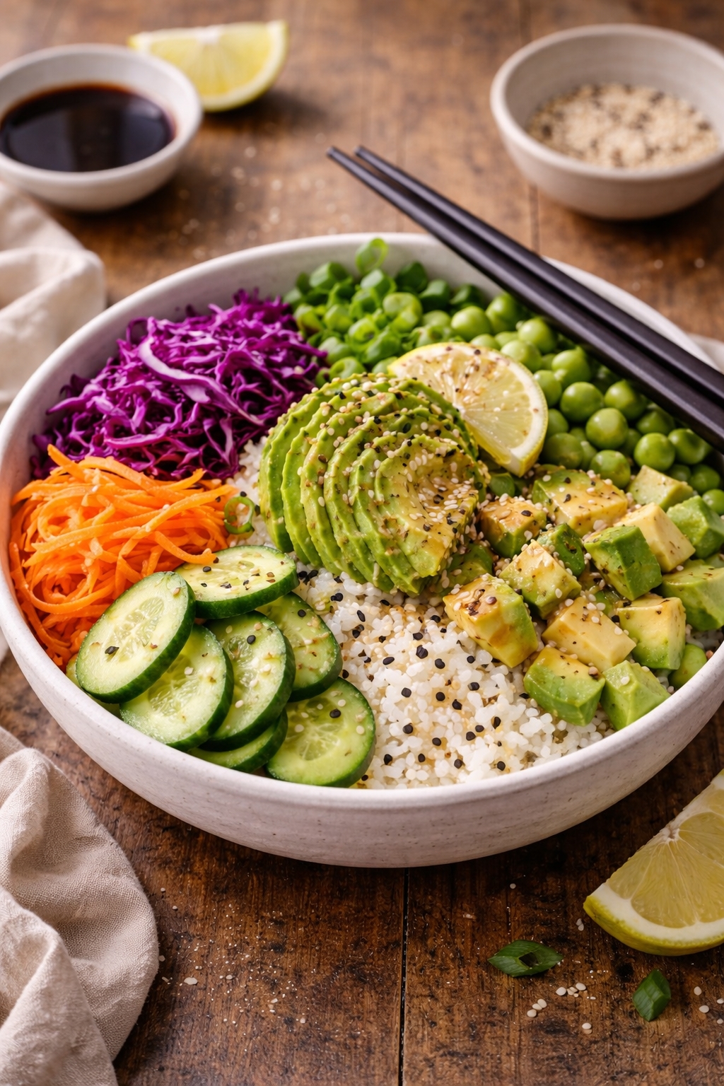 Rainbow Veggie Poke Bowl