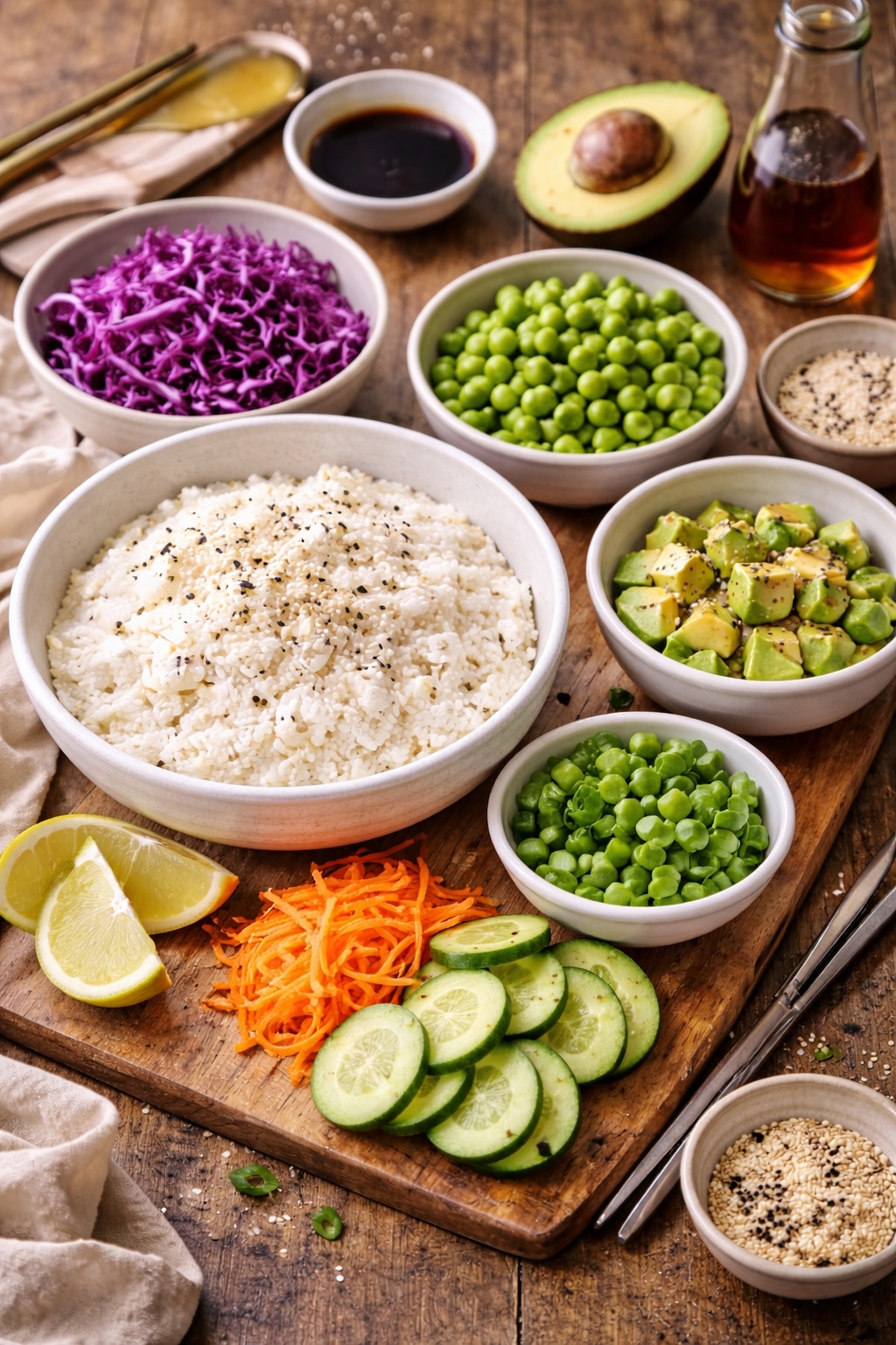 Rainbow Veggie Poke Bowl