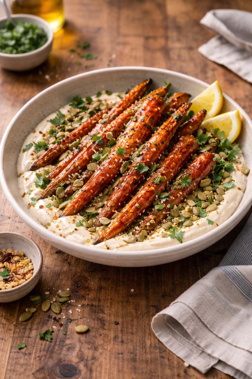 Roasted Carrot & Tahini Yogurt Bowl