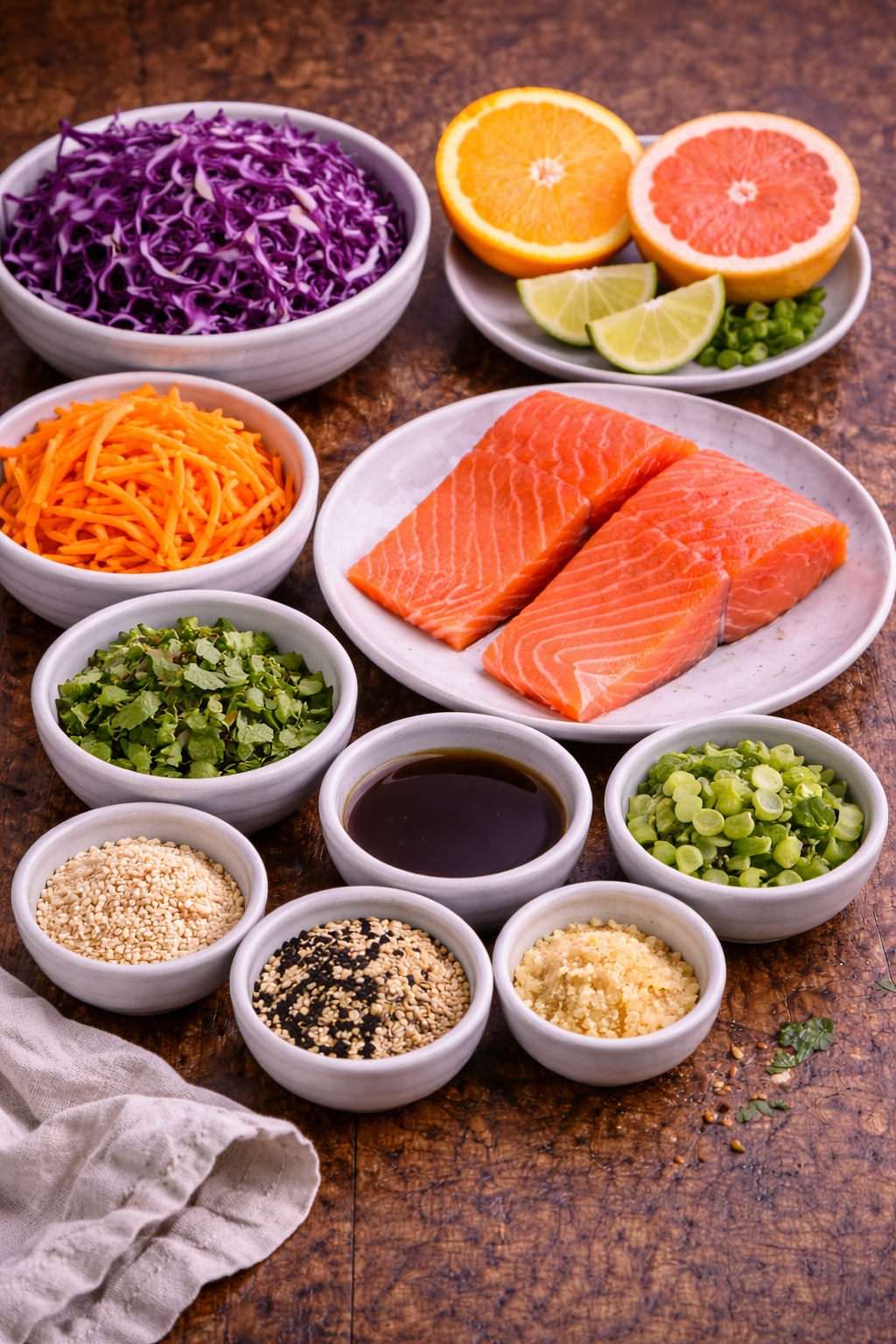 Sesame Crusted Salmon with Citrus Slaw