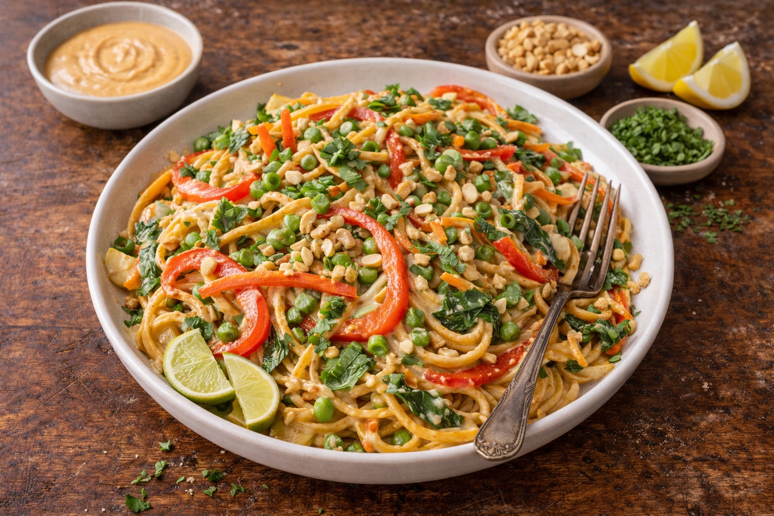 Spicy Peanut Noodles with Crunchy Vegetables