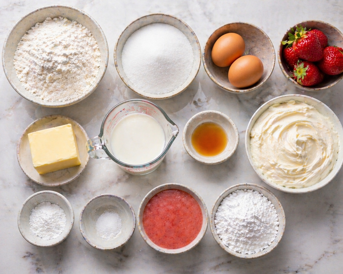 Strawberry Cupcakes with White Cream