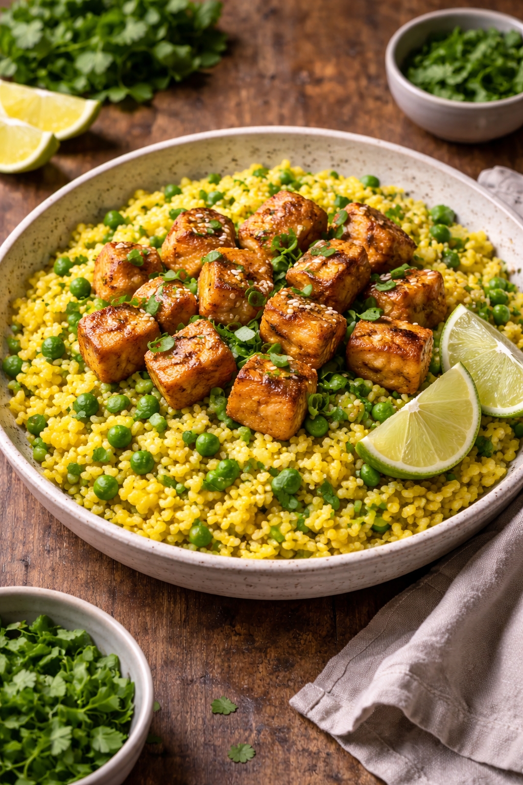 Turmeric Coconut Rice with Crispy Tofu