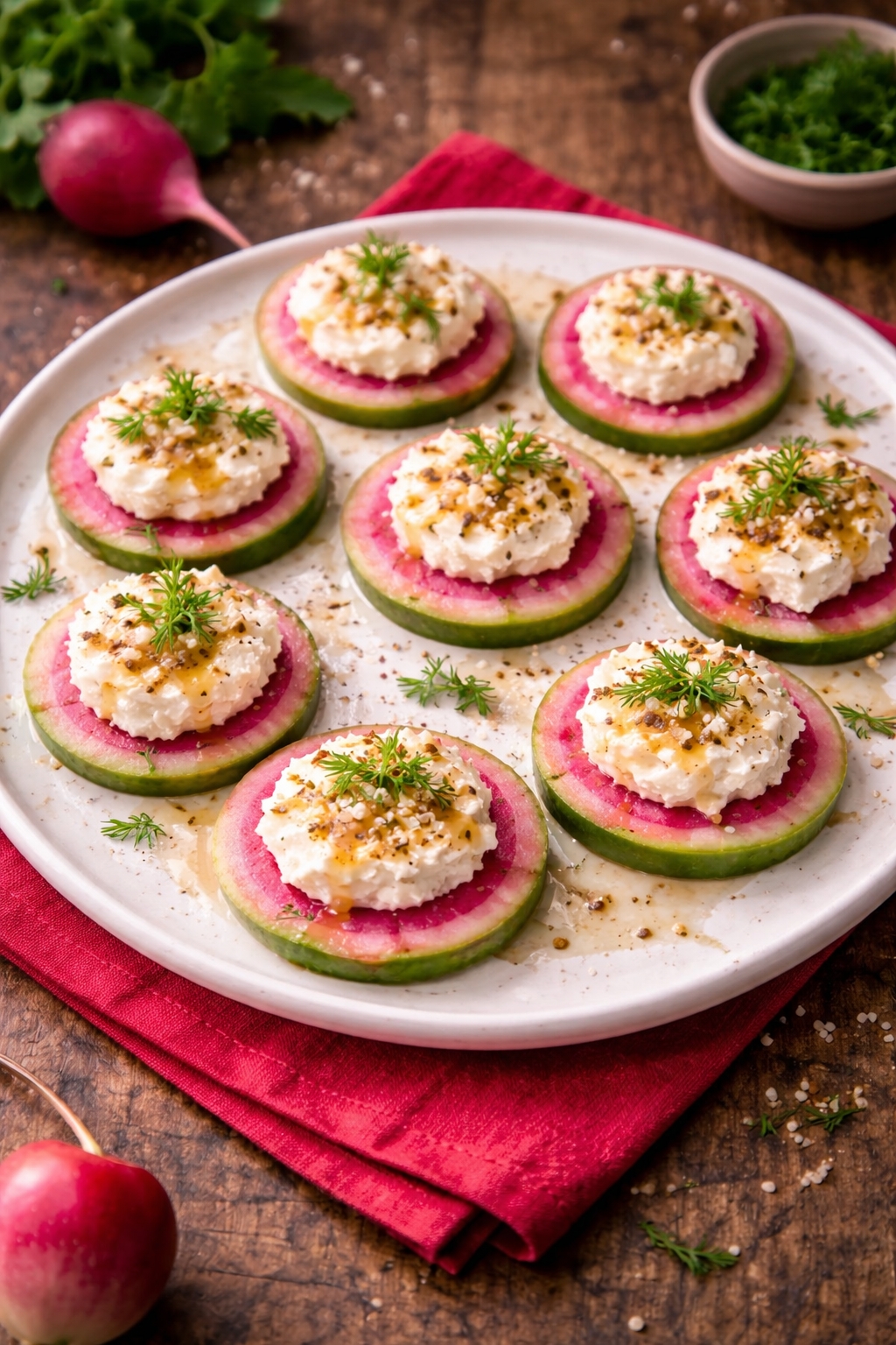 Watermelon Radish Bites