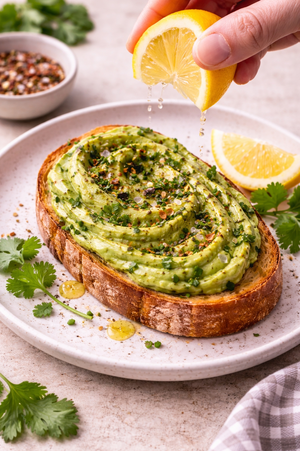 Whipped Avocado Herb Toasts